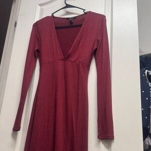 Forever 21 Deep Red Long Sleeve Dress